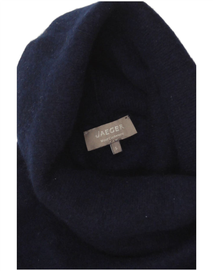 Damski sweter z golfem Jaeger, UK 10, mały, granatowy, wełniany