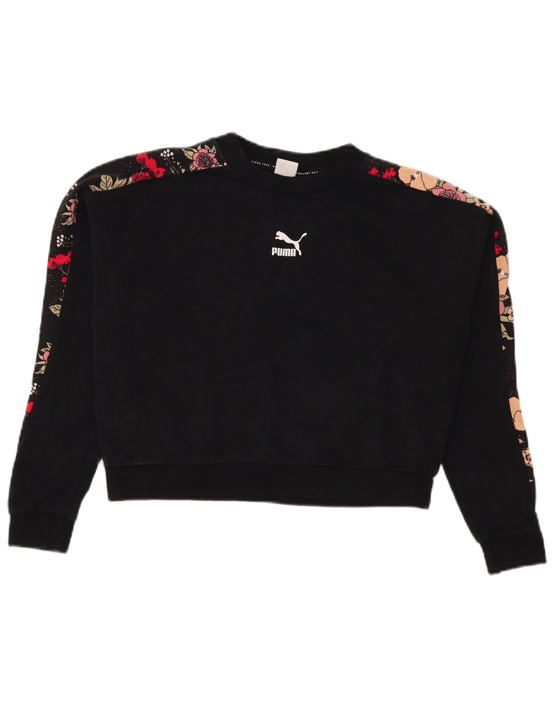 Damska bluza Puma Crop Graphic Jumper UK 14 Średni czarny kwiatowy