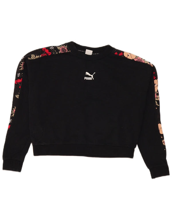 Damska bluza Puma Crop Graphic Jumper UK 14 Średni czarny kwiatowy