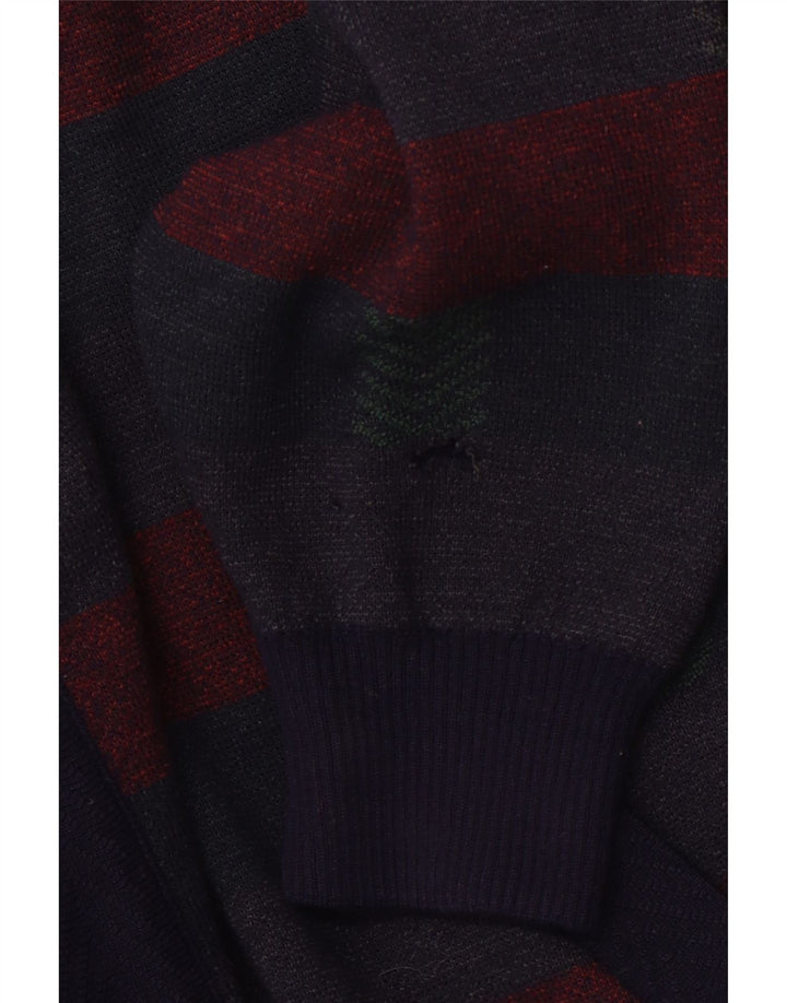 PIERRE SANGAN Męski sweter rozpinany XL, wełniany w granatowe paski