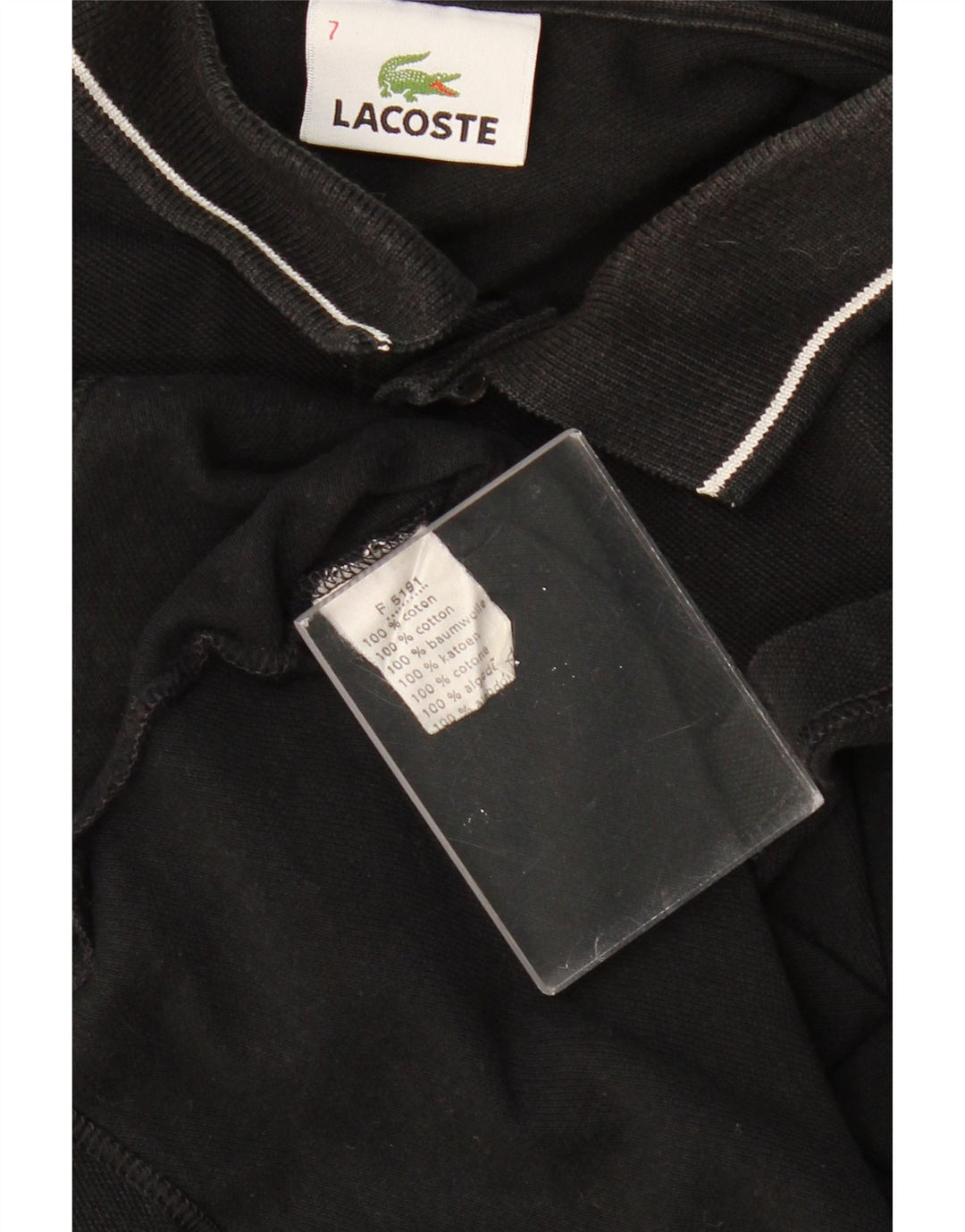 Męska koszulka polo LACOSTE z grafiką, rozmiar 7 2XL, czarna, bawełniana