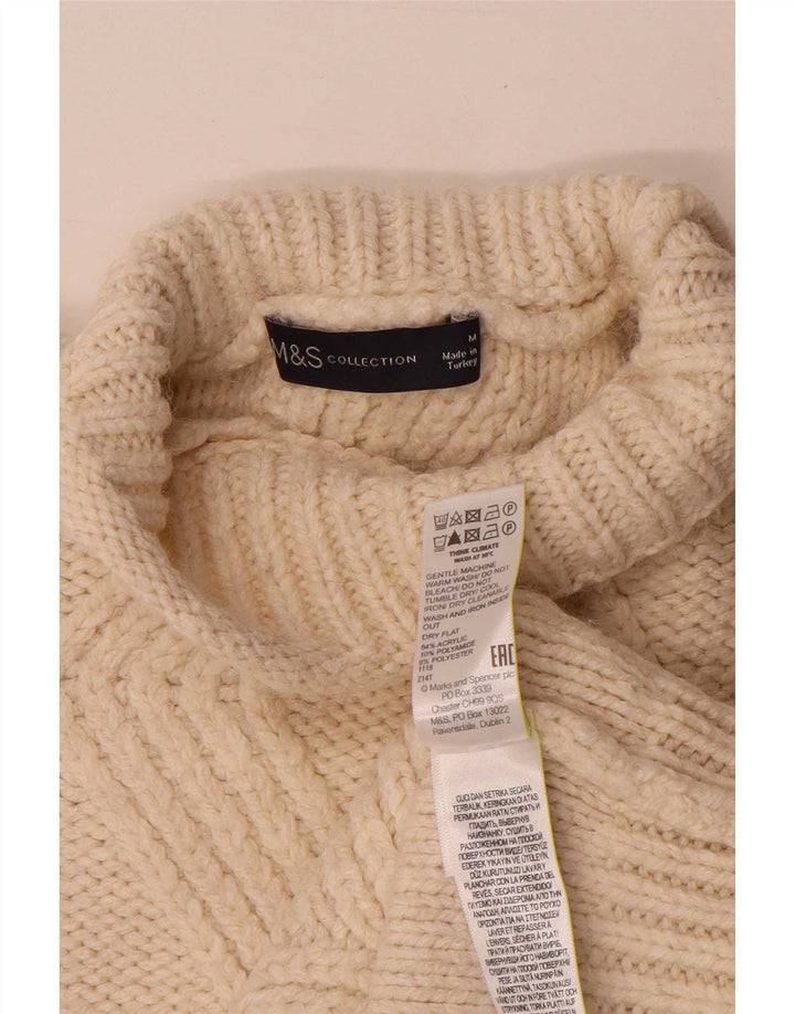 Marks & Spencer Damski sweter z golfem UK 14, średni złamanej bieli