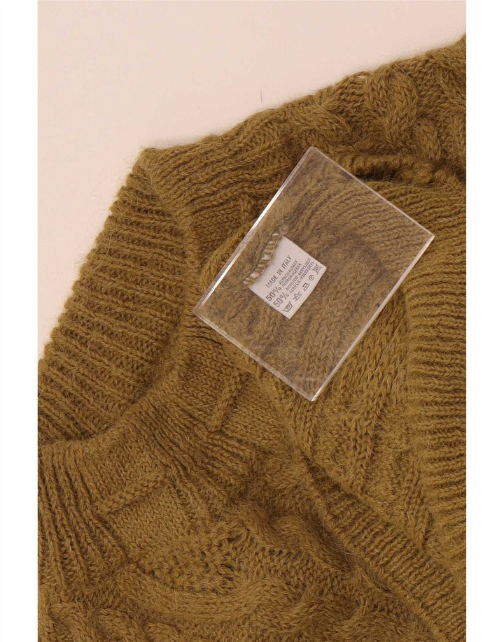Vintage męski sweter z golfem, mała wełna khaki z alpaki