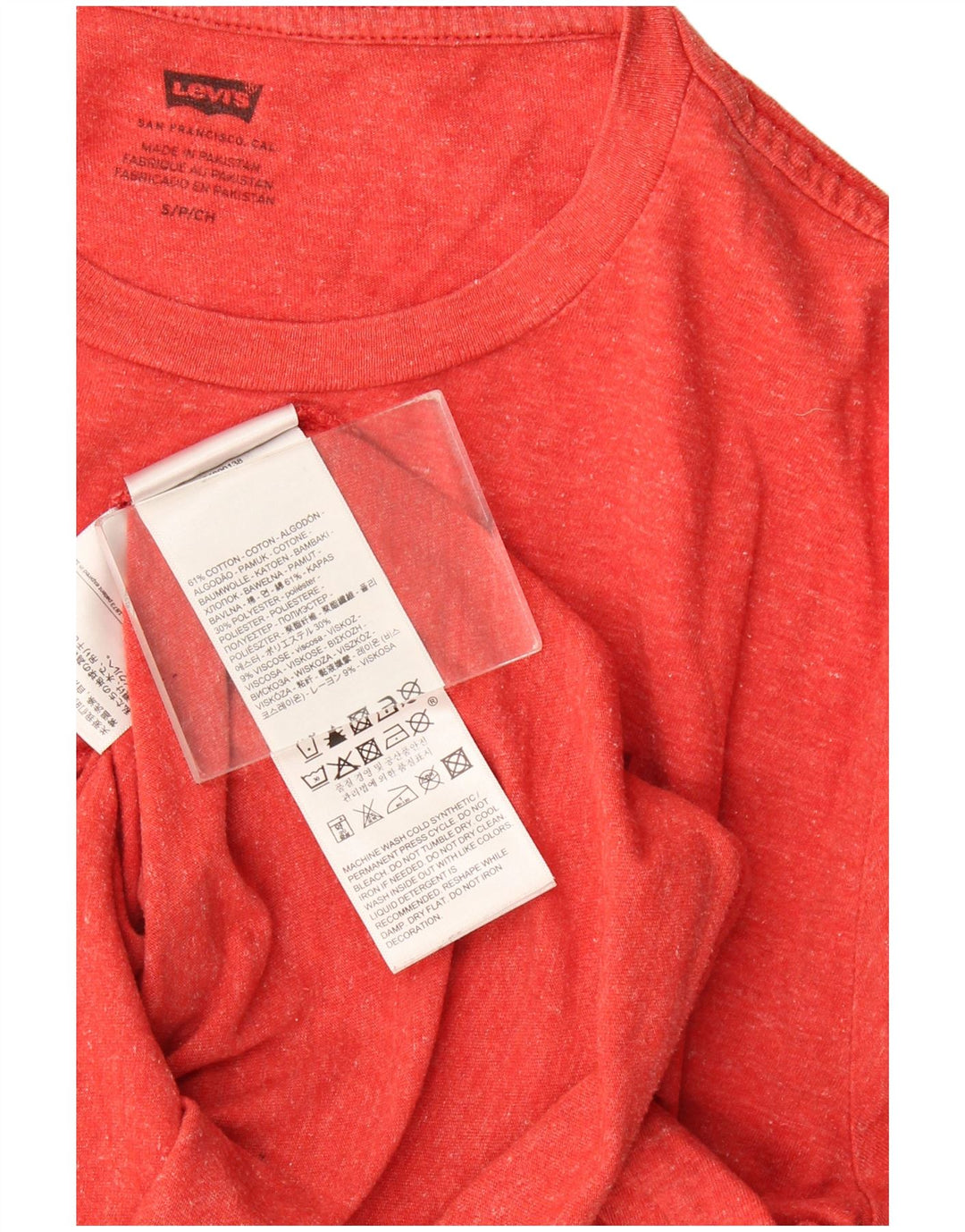 Męski T-shirt z grafiką Levi's, mały, czerwony, nakrapiany bawełniany