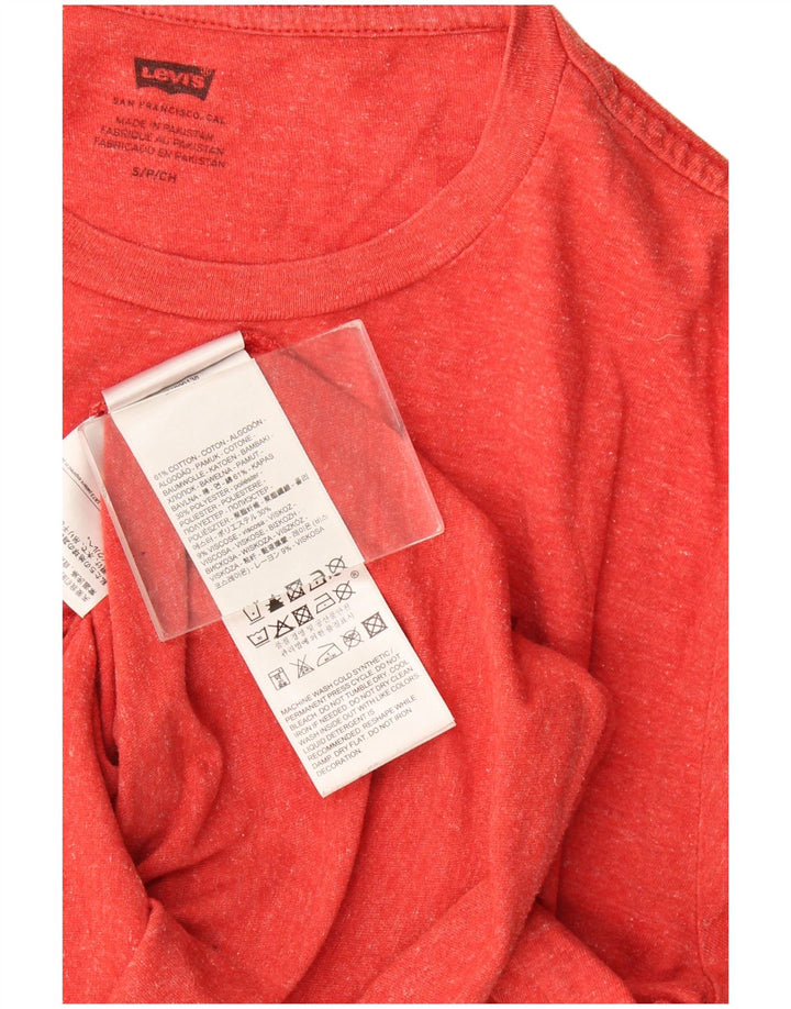 Męski T-shirt z grafiką Levi's, mały, czerwony, nakrapiany bawełniany