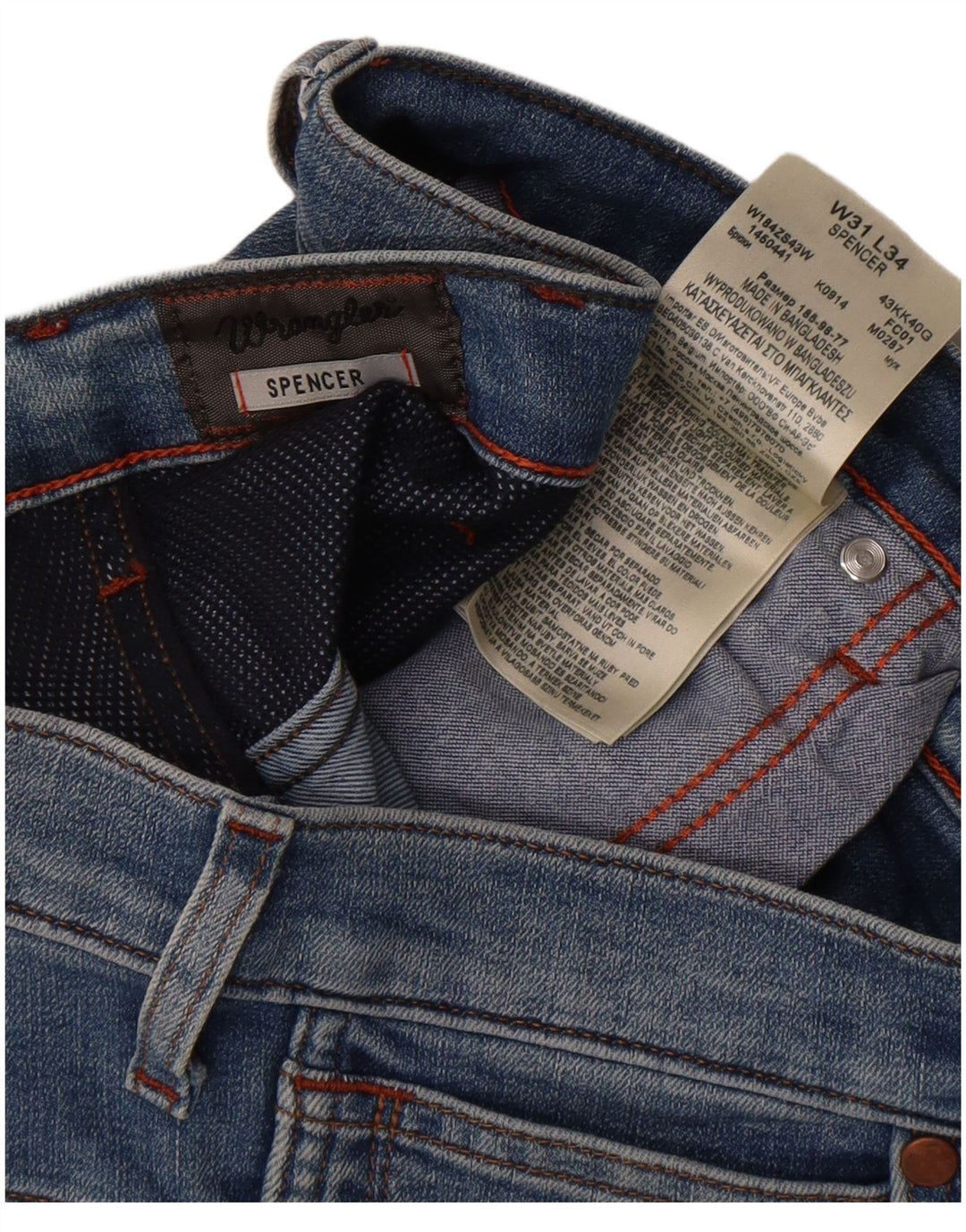 Wrangler Męskie Spencer Slim Jeans W31 L30 Niebieskie bawełniane