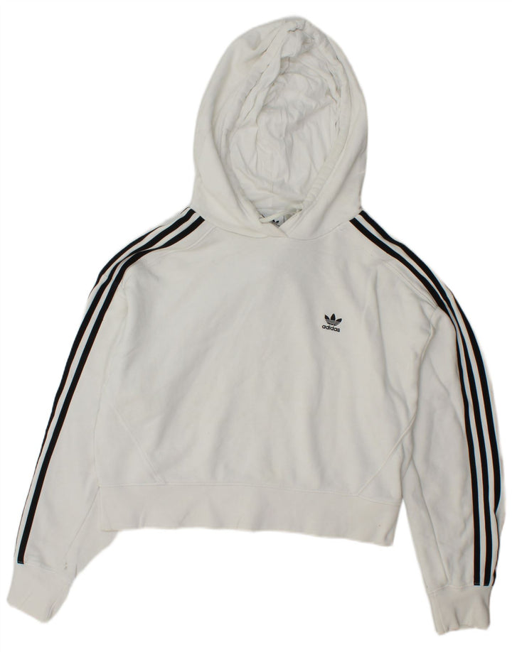 Damski sweter oversize z kapturem ADIDAS, UK 8, mały, biały, bawełniany