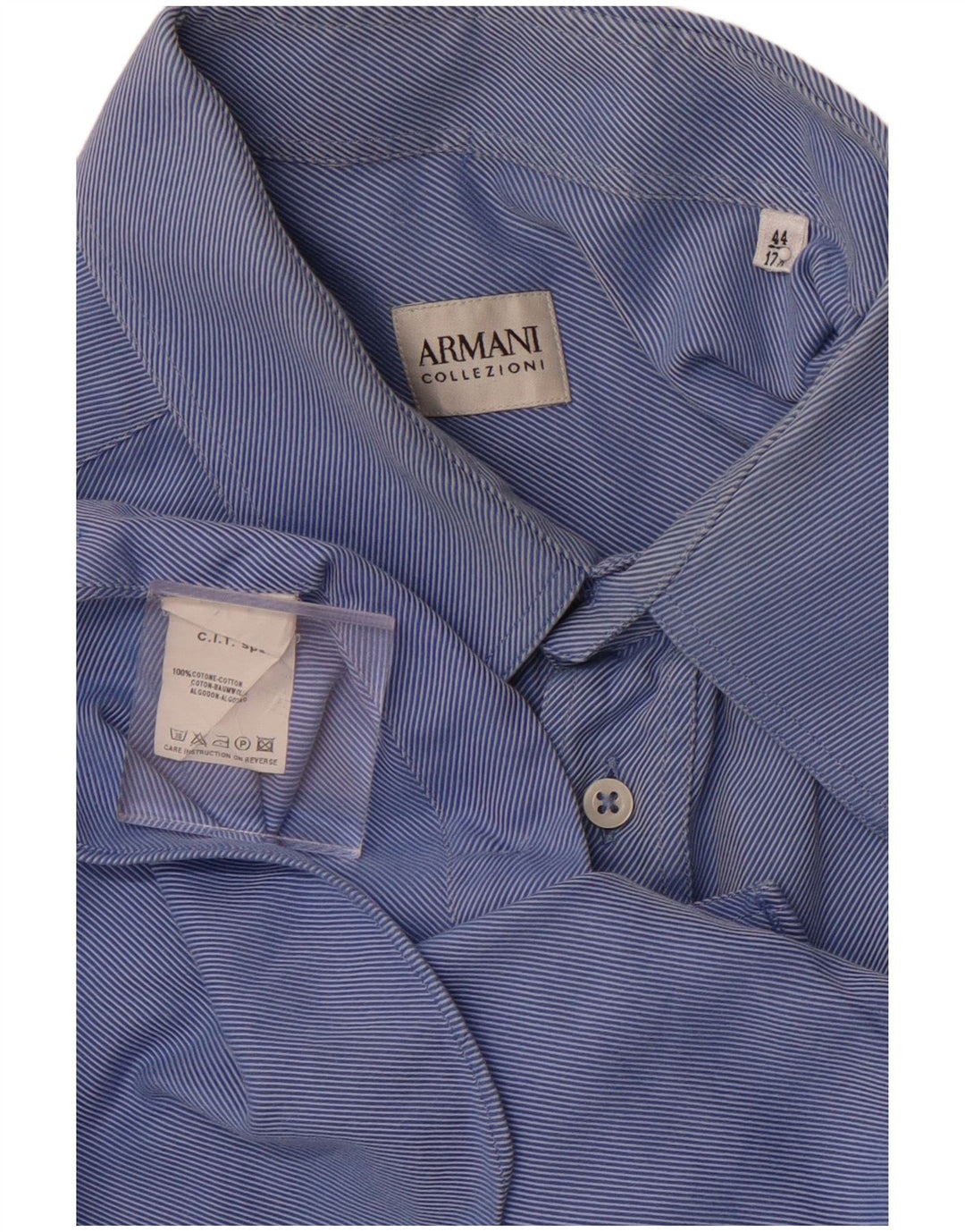 ARMANI COLLEZIONI Koszula męska rozmiar 44 17 1/2 XL niebieska bawełniana w prążki