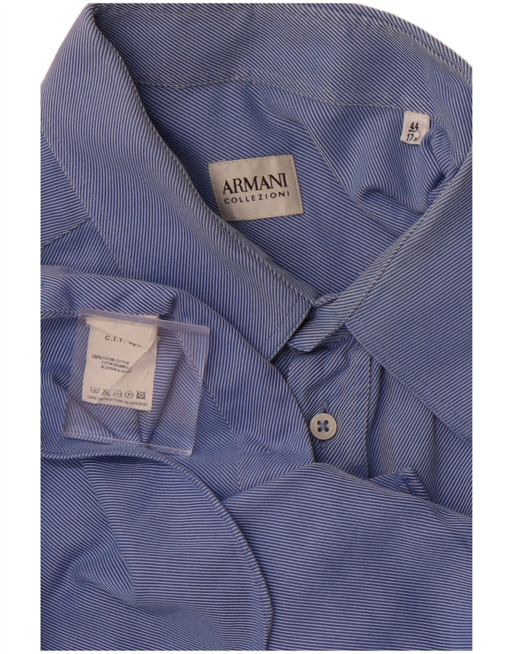 ARMANI COLLEZIONI Koszula męska rozmiar 44 17 1/2 XL niebieska bawełniana w prążki