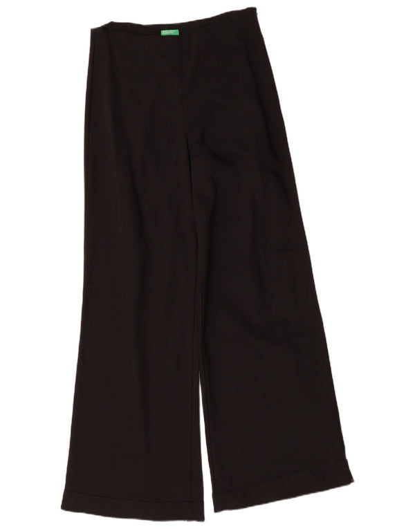 Spodnie damskie Benetton z szerokimi nogawkami UK 12 Medium W30 L31 Czarna bawełna