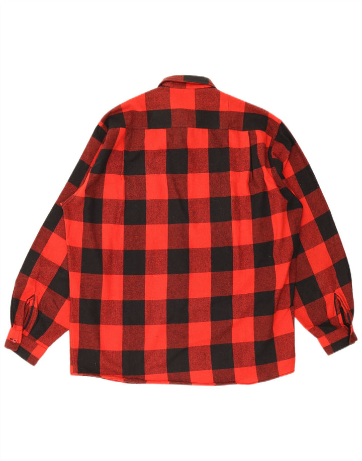 Vintage męska koszula flanelowa w średnią czerwoną kratkę
