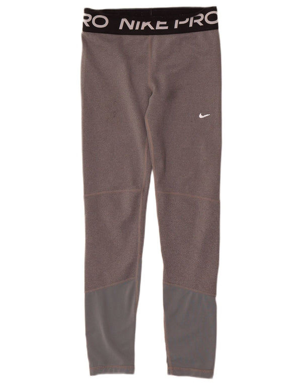 Dziewczęce legginsy Nike Dri Fit Graphic 12-13 lat, duże, szare, z blokami kolorów