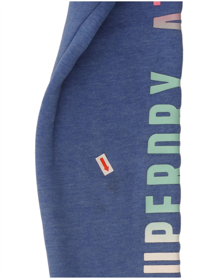 SUPERDRY Damski sweter z kapturem i grafiką UK 16, duży, niebieski, nakrapiany, bawełniany