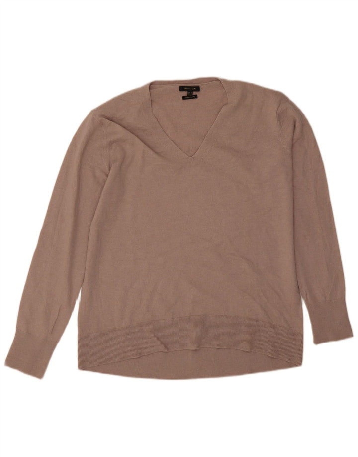 Damski sweter oversize Massimo Dutti z dekoltem w kształcie litery V, UK 6 XS, szary