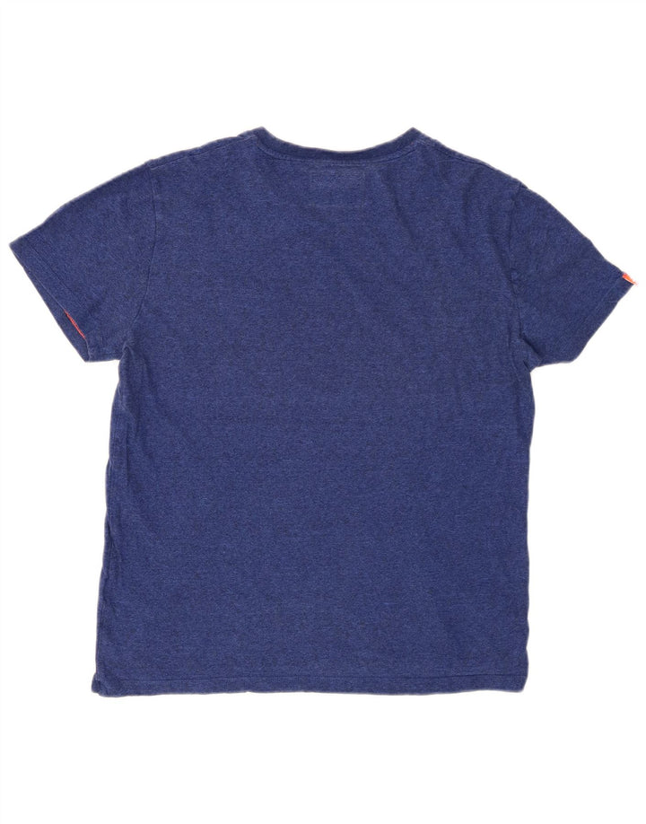 SUPERDRY Męski T-shirt Top Średnioniebieski, bawełniany w cętki