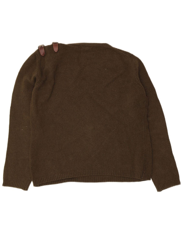 Damski sweter Massimo Dutti z dekoltem w łódkę, UK 16, duża wełna khaki