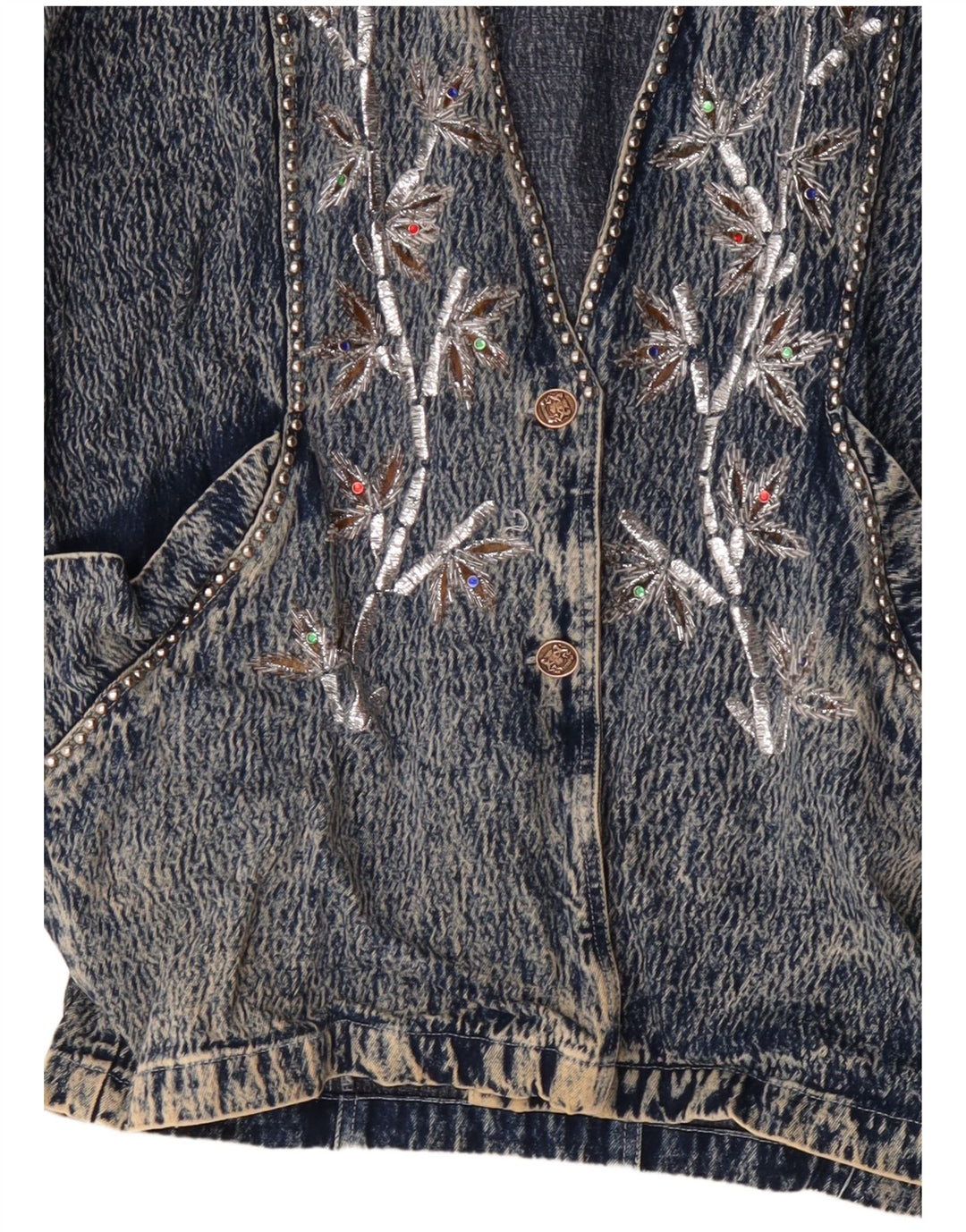 JAZZINO Damska kurtka dżinsowa oversize z rękawem 3/4 UK 18 XL, niebieska w kwiaty