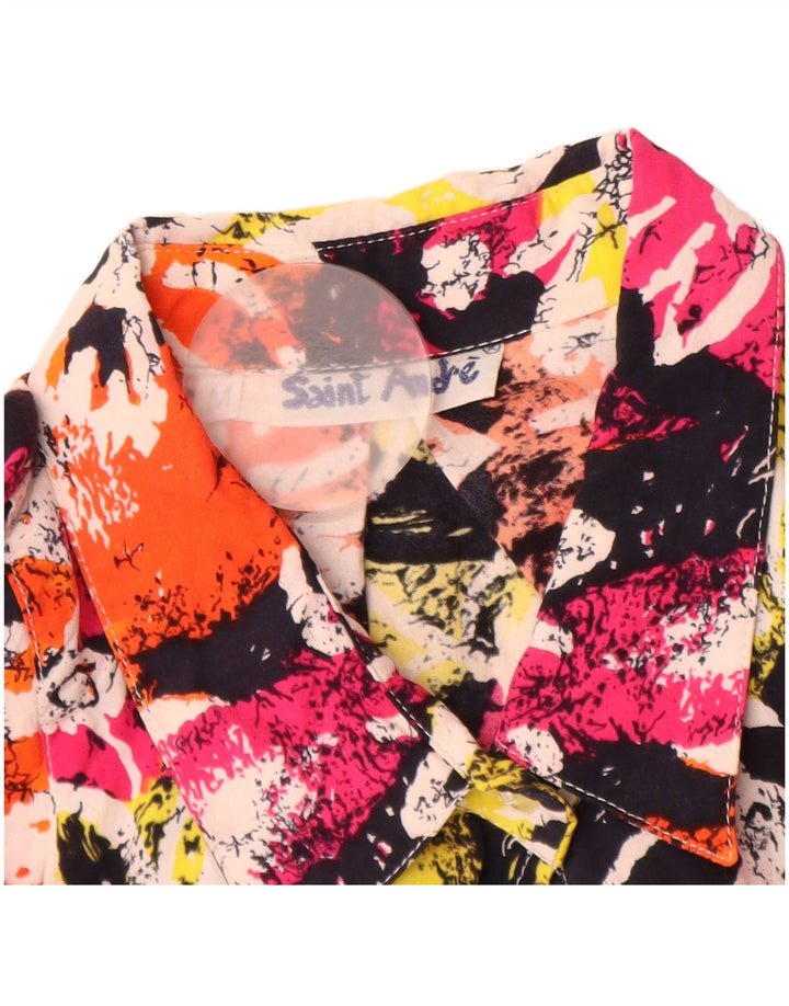 Vintage damska, oversize'owa, długa bluzka koszulowa UK 14, średnia, wielobarwna