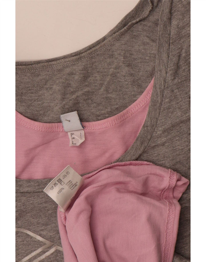 Damska koszulka z grafiką Arena Top UK 14, duża, szara, nakrapiana bawełna