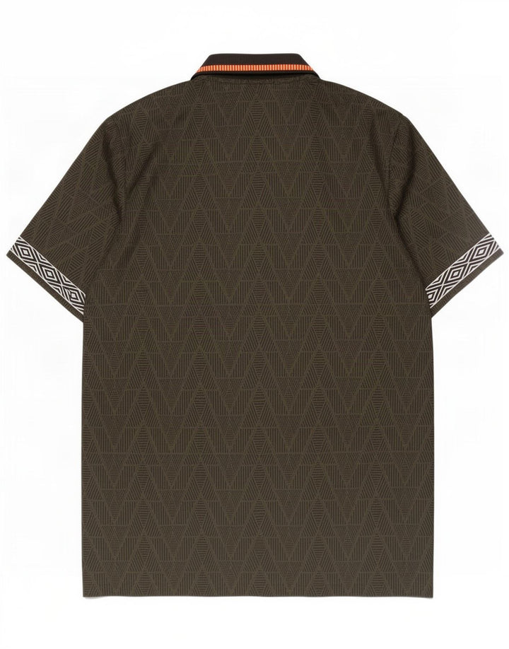 Męska koszulka polo Umbro, duża, geometryczna, khaki, poliester