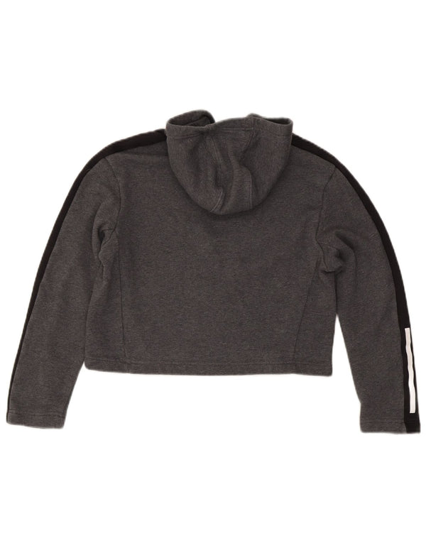 Adidas Dziewczęca bluza z kapturem Crop 11-12 lat Szara bawełna z blokami kolorów