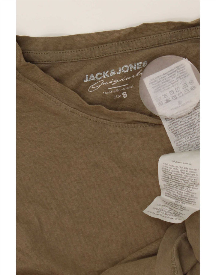 T-shirt męski Jack & Jones, mały, bawełniany khaki