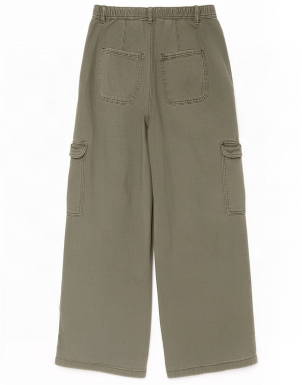 Marks & Spencer Damskie spodnie cargo z szeroką nogawką UK 8 Small W27 L26 Zielone