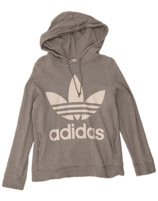 Damska bluza z kapturem Adidas Graphic UK 12 Średnia szara bawełniana nakrapiana