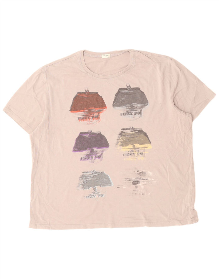 Męski T-shirt z grafiką PAUL SMITH, duży, szary, bawełniany