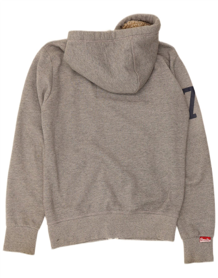 Męski sweter z kapturem i zamkiem błyskawicznym Superdry, duży, szary, bawełniany