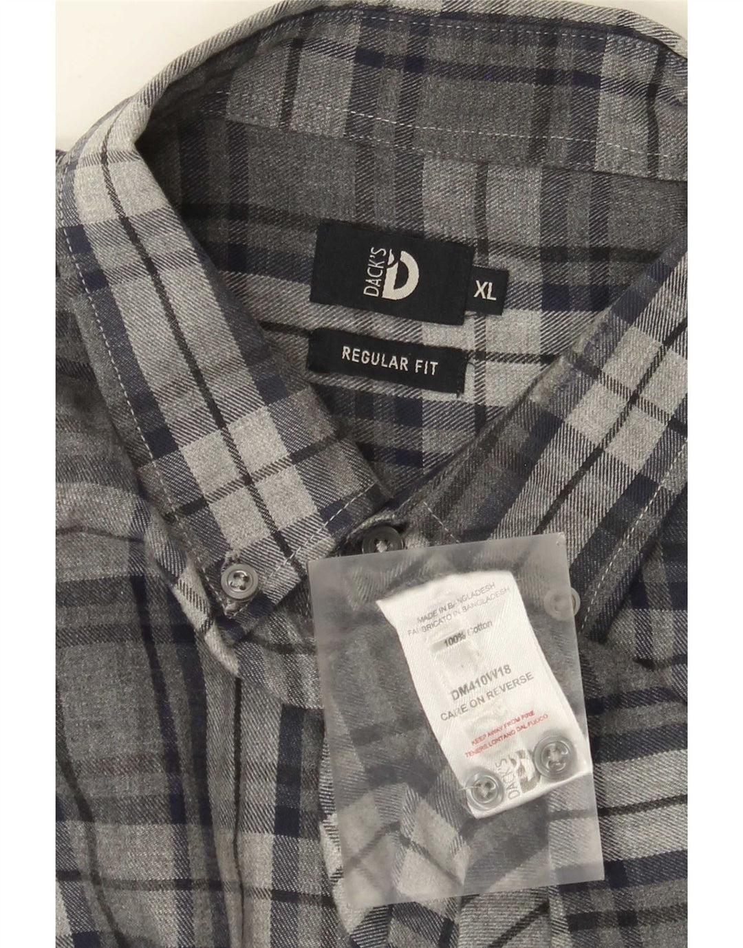 Męska koszula flanelowa o regularnym kroju Dack's XL, bawełniana w szarą kratkę