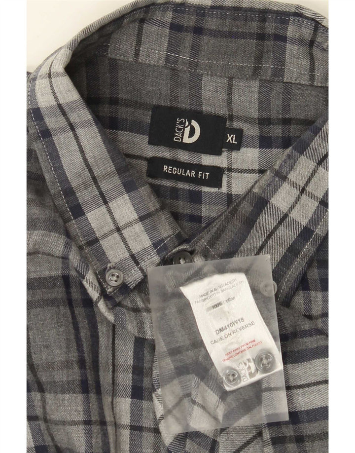 Męska koszula flanelowa o regularnym kroju Dack's XL, bawełniana w szarą kratkę