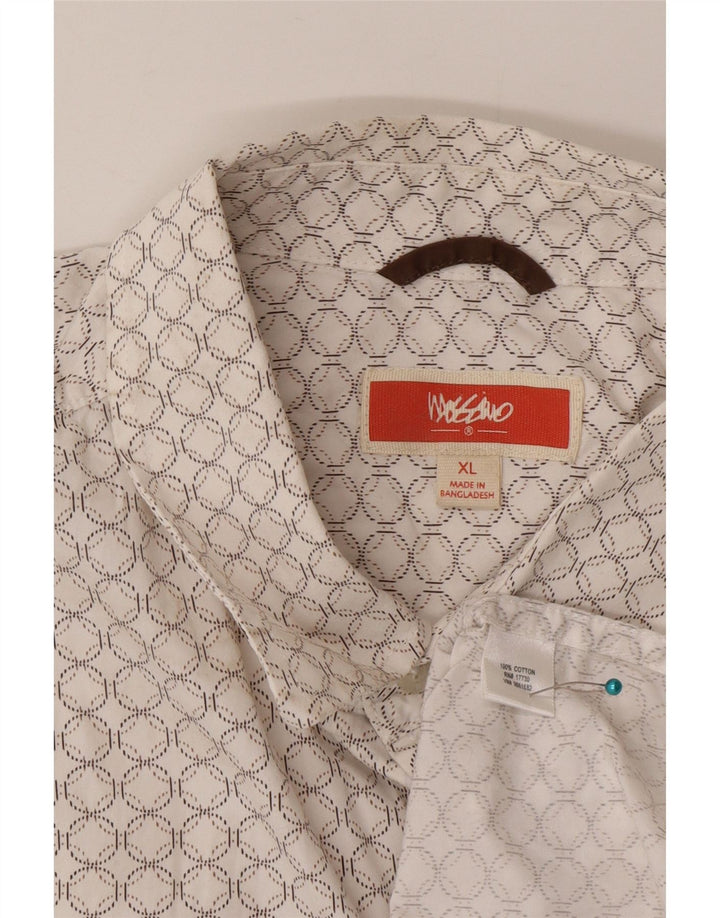 Męska koszula z krótkim rękawem Mossimo XL, biała, geometryczna bawełna