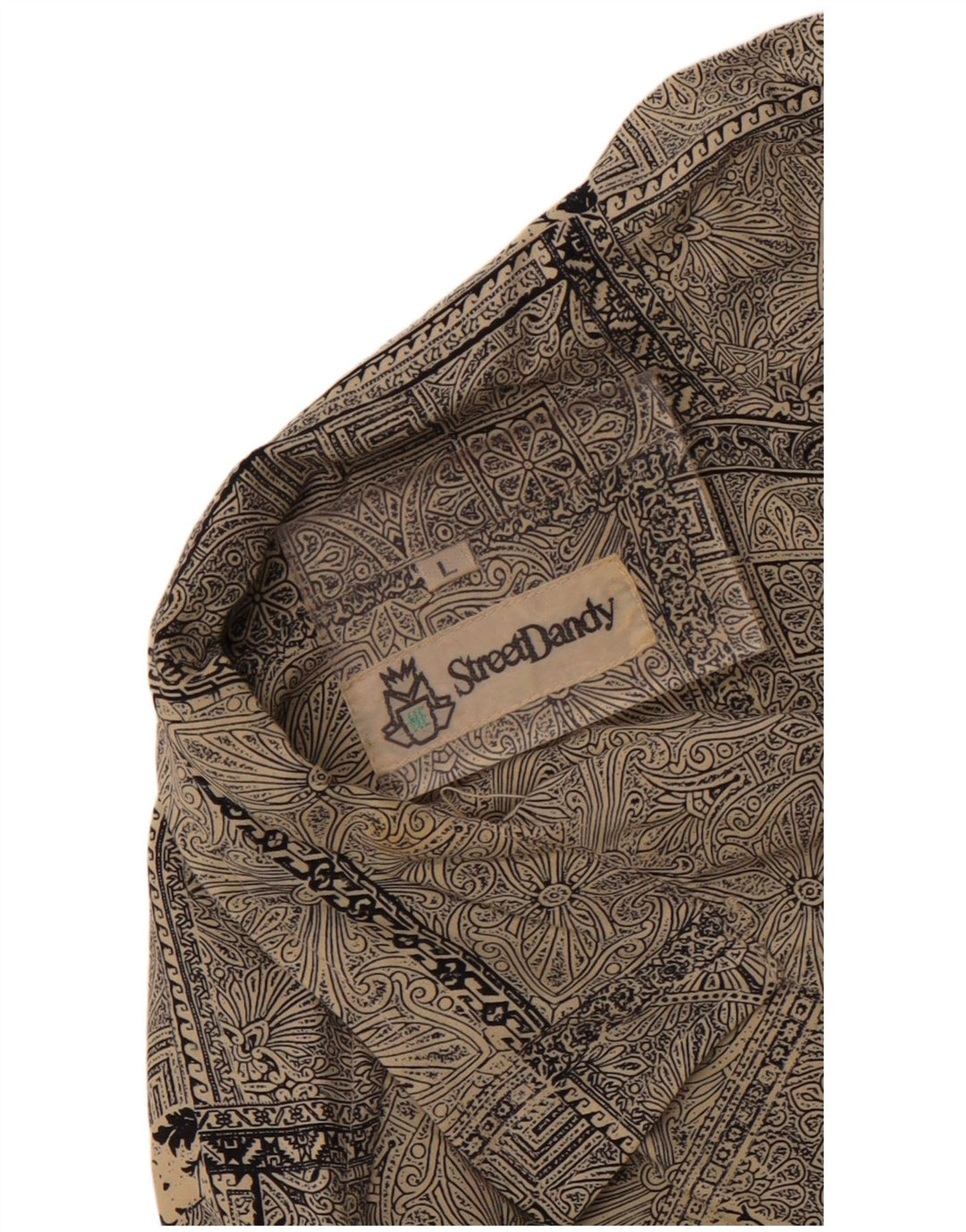 Vintage męska koszula z krótkim rękawem, duża, szara paisley