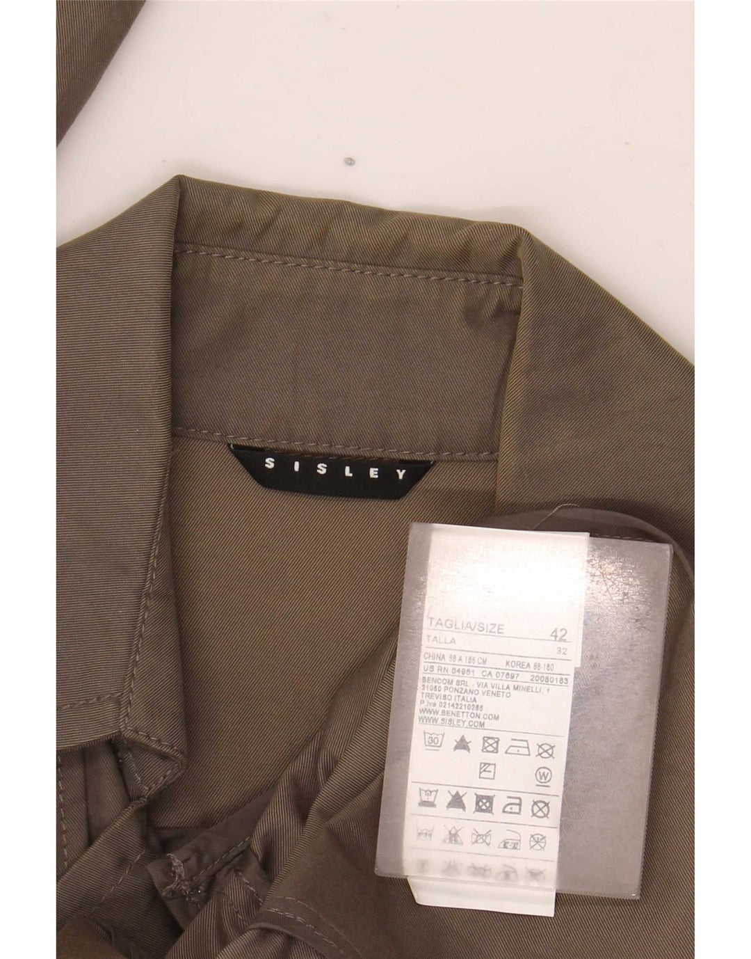 Damski trencz Sisley IT 42, średnia bawełna khaki