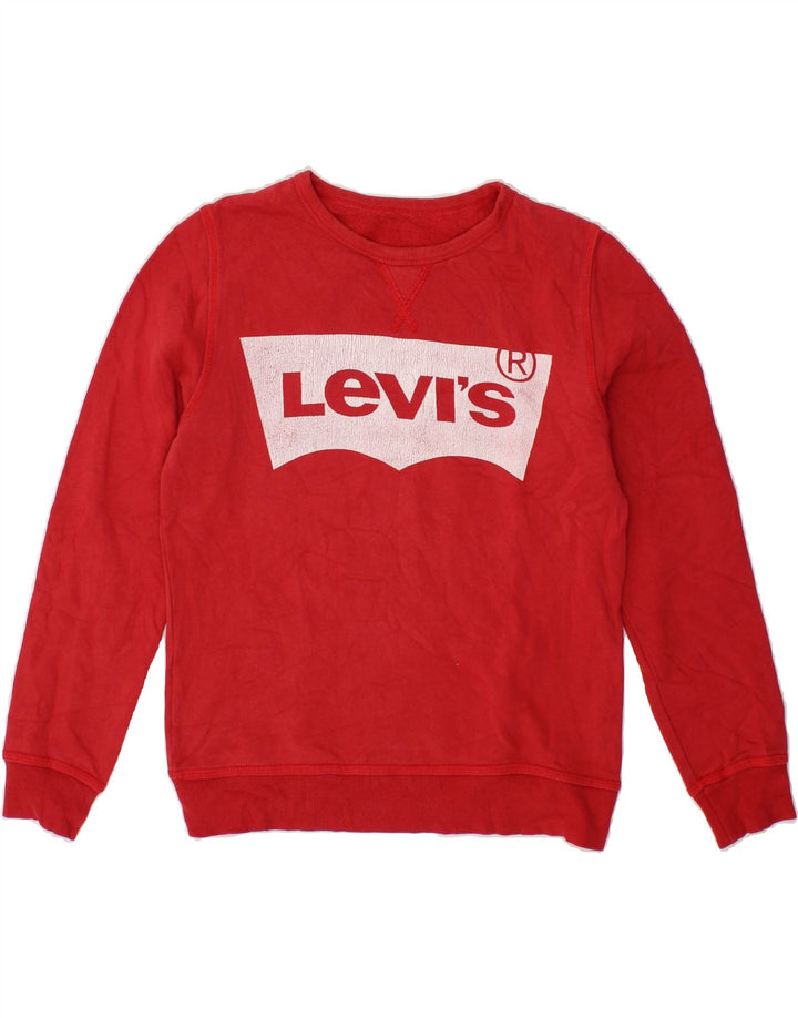 LEVI'S Boys Graphic Sweatshirt Jumper 13-14 Years Red Cotton Vintage Levi's and Second-Hand Levi's from Messina Hembry 