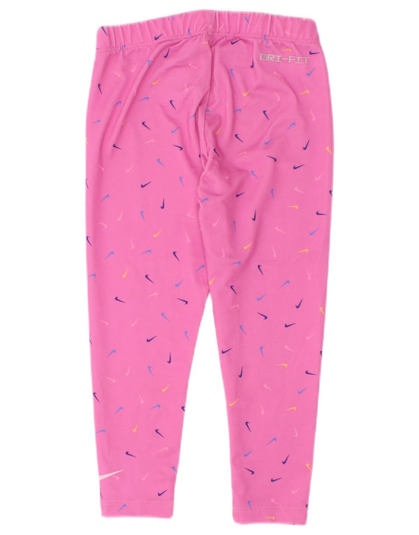 Dziewczęce legginsy Nike Dri Fit z grafiką 3-4 lata XS, różowe, poliestrowe