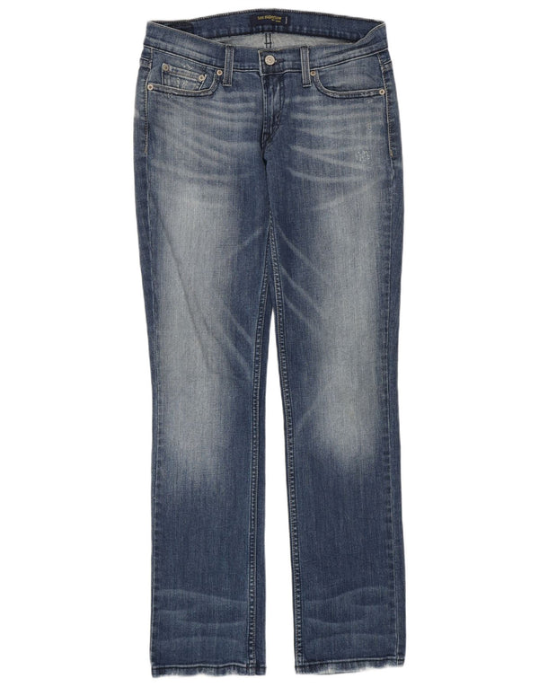 Damskie jeansy Levi's 504 Super Low Straight US 7 Medium W29 L31 Niebieska bawełna