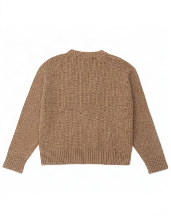 Damski sweter oversize Zara z okrągłym dekoltem, UK 10, mały, brązowy poliester