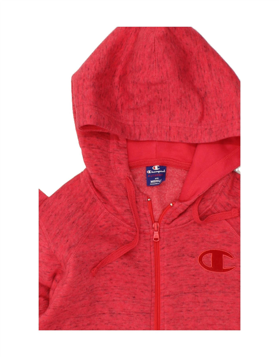 CHAMPION Womens Zip Hoodie Sweater UK 12 Medium Red Flecked Vintage Champion and Second-Hand Champion from Messina Hembry 