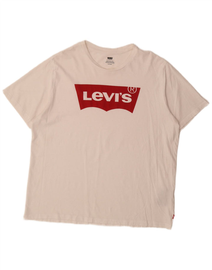 Męski T-shirt z grafiką LEVI'S Top XL, biała bawełna