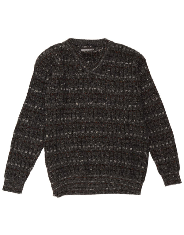Damski sweter z dekoltem w kształcie litery V West Port UK 18 XL w szare paski