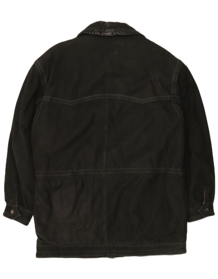 Męski płaszcz skórzany VINTAGE IT 52 XL Czarna skóra