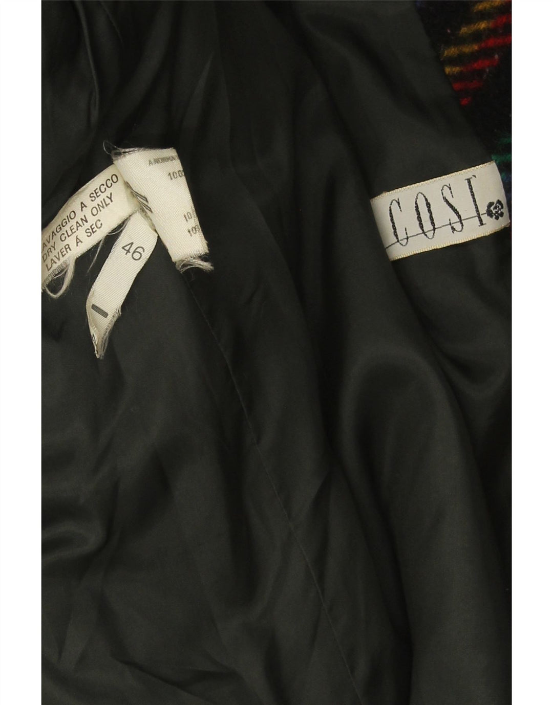 Vintage damska marynarka zapinana na 1 guzik IT 46, duża, wielokolorowa krata