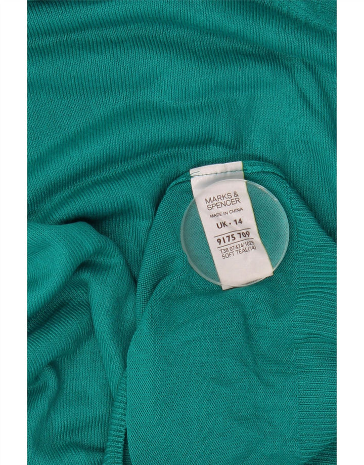 Sweter damski Marks & Spencer z wywijanym dekoltem, UK 14, średni zielony