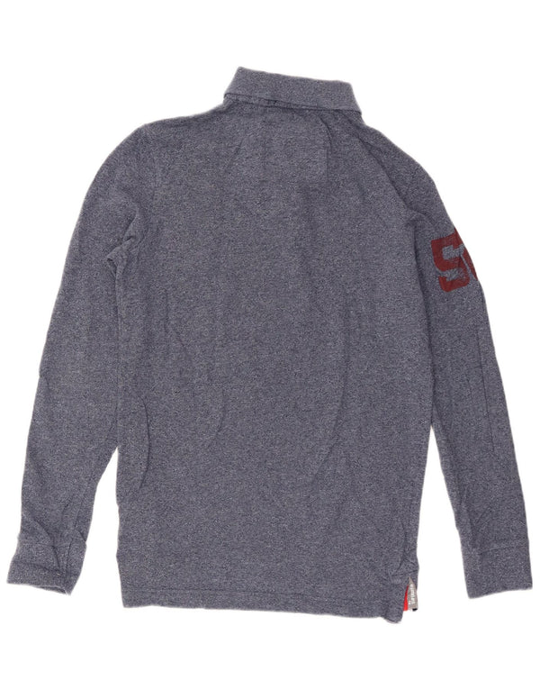 Męska koszulka polo Superdry z długim rękawem i grafiką, mała, granatowa, bawełniana w cętki
