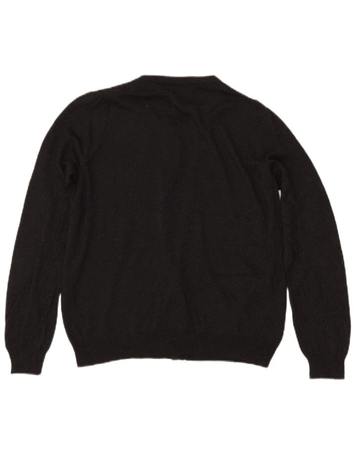 MARKS & SPENCER Damski sweter kardigan UK 14 Średni czarny nakrapiany