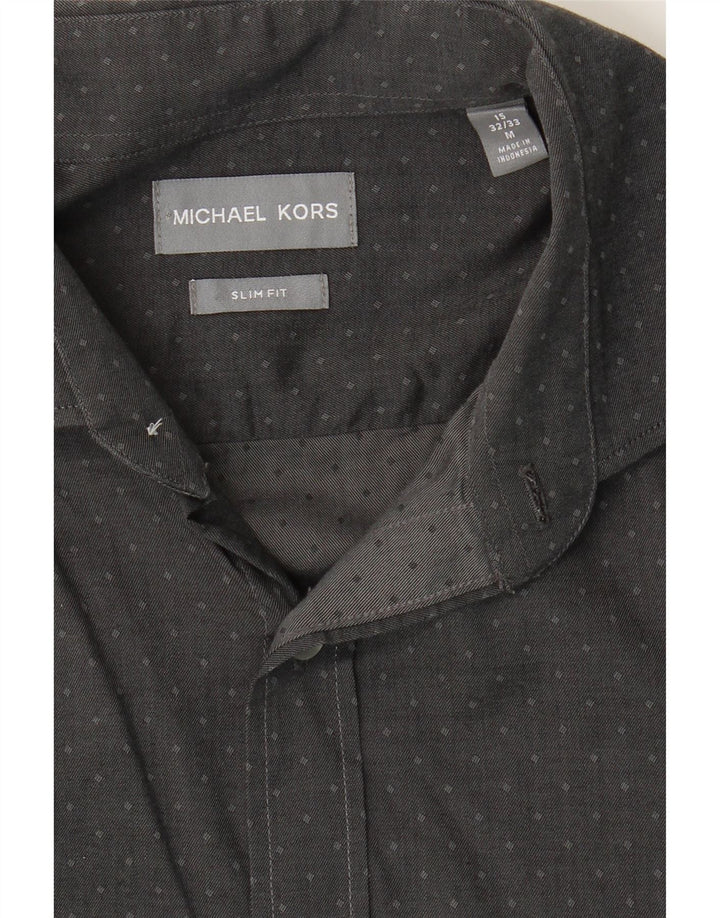 MICHAEL KORS Mens Slim Fit Shirt Size 15 Medium Grey Spotted Vintage Michael Kors and Second-Hand Michael Kors from Messina Hembry 