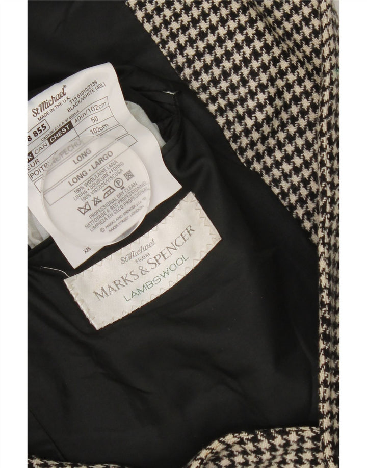 Marks & Spencer Męska długa marynarka UK 40, średnia czarna pepitka