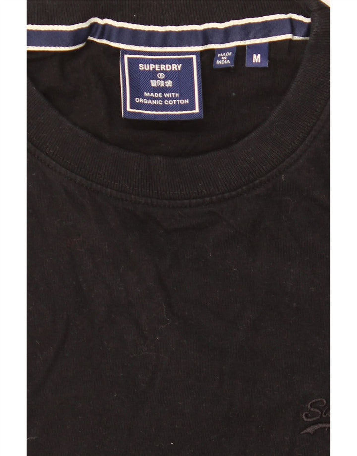 SUPERDRY Męski T-shirt Top Średni Czarny Bawełniany